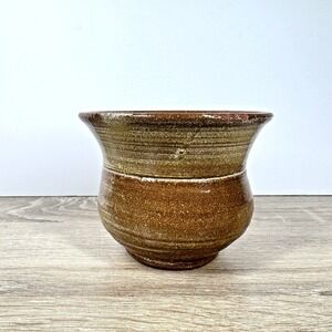 Schultz‎ Signed Studio Pottery Brown Glazed Ceramic Vase Bowl Handmade 4"